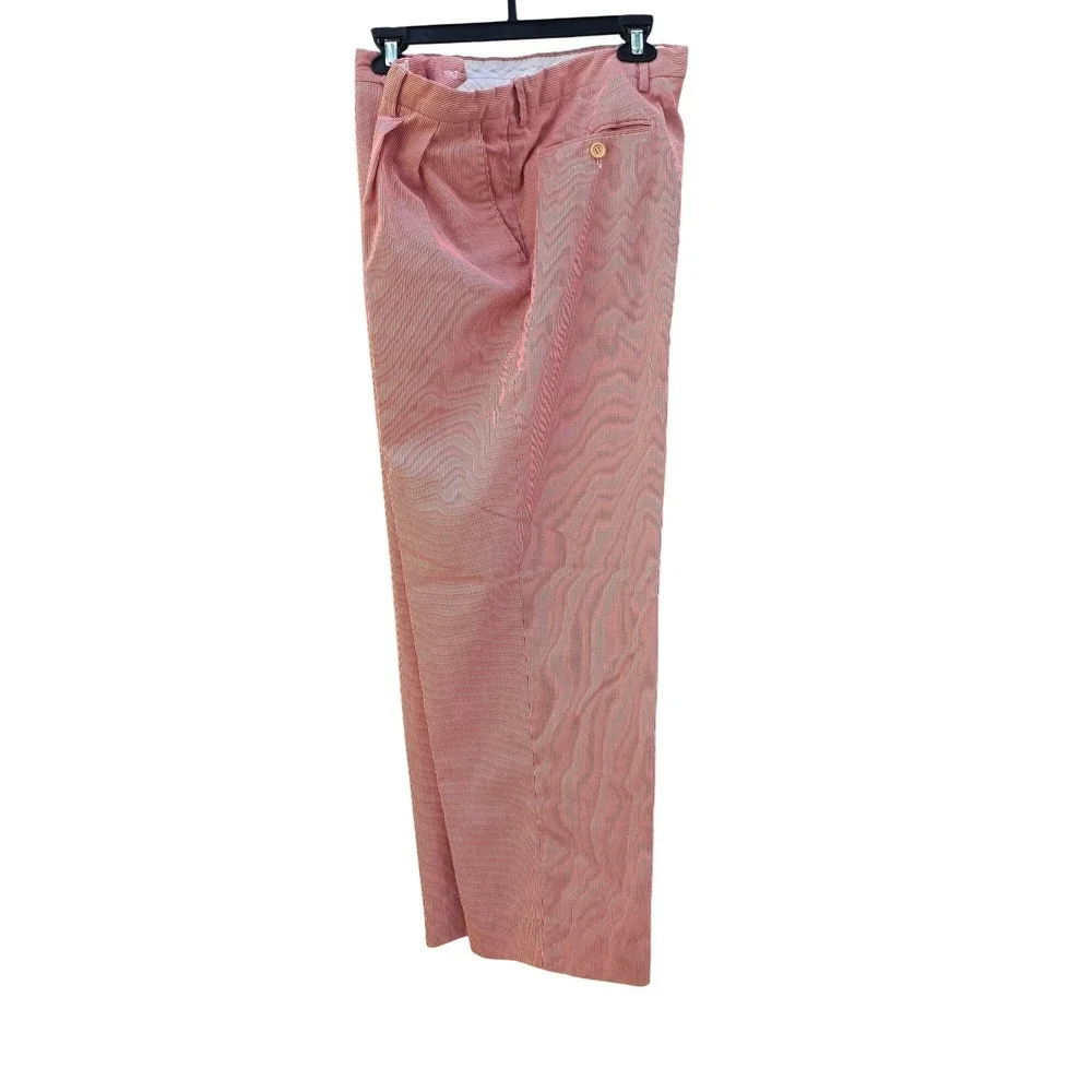 Bullock & Jones Seersucker Pants Mens 36 Red White Pleated‎ Bossi Italy